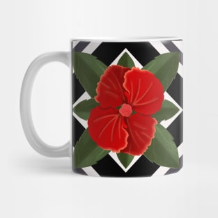 Hibiscus tropical floral geometric pattern Mug